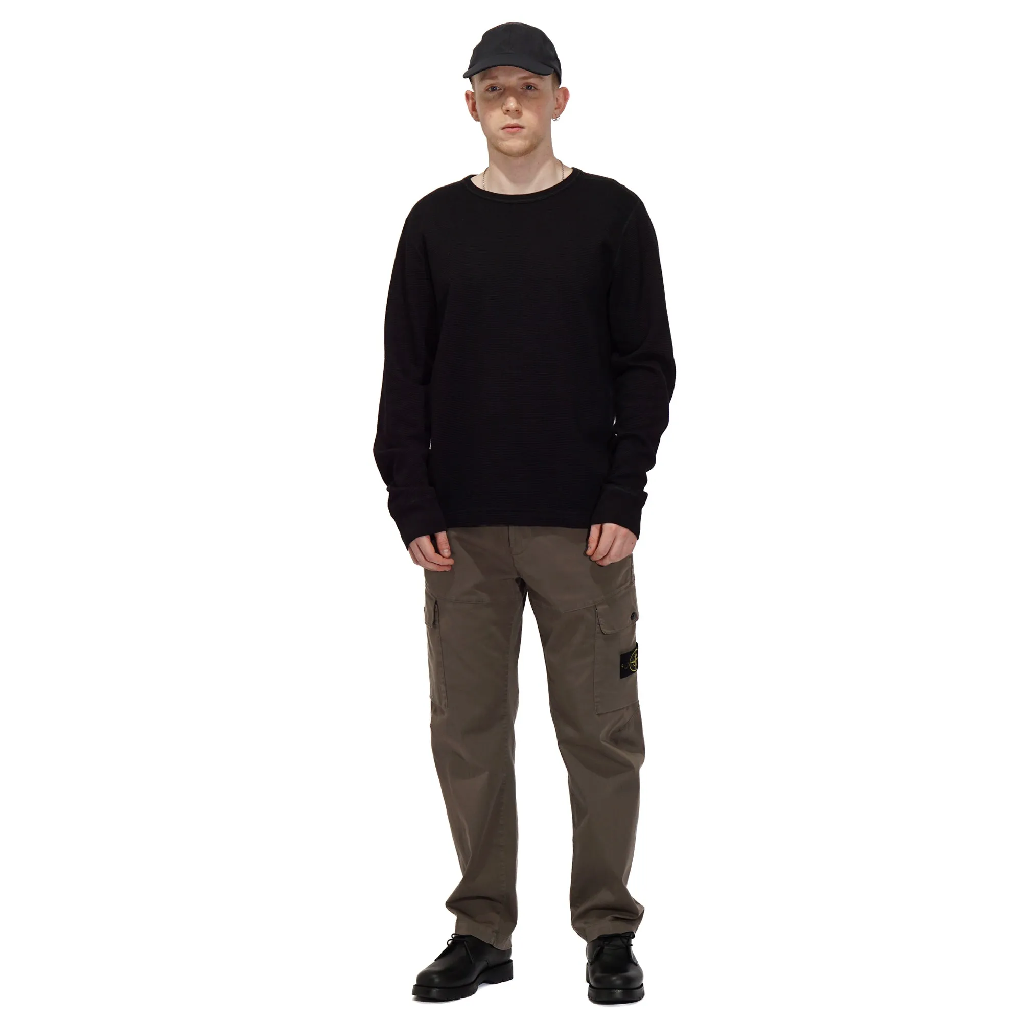 LIGHTWEIGHT WAFFLE LONG SLEEVE "BLACK"
