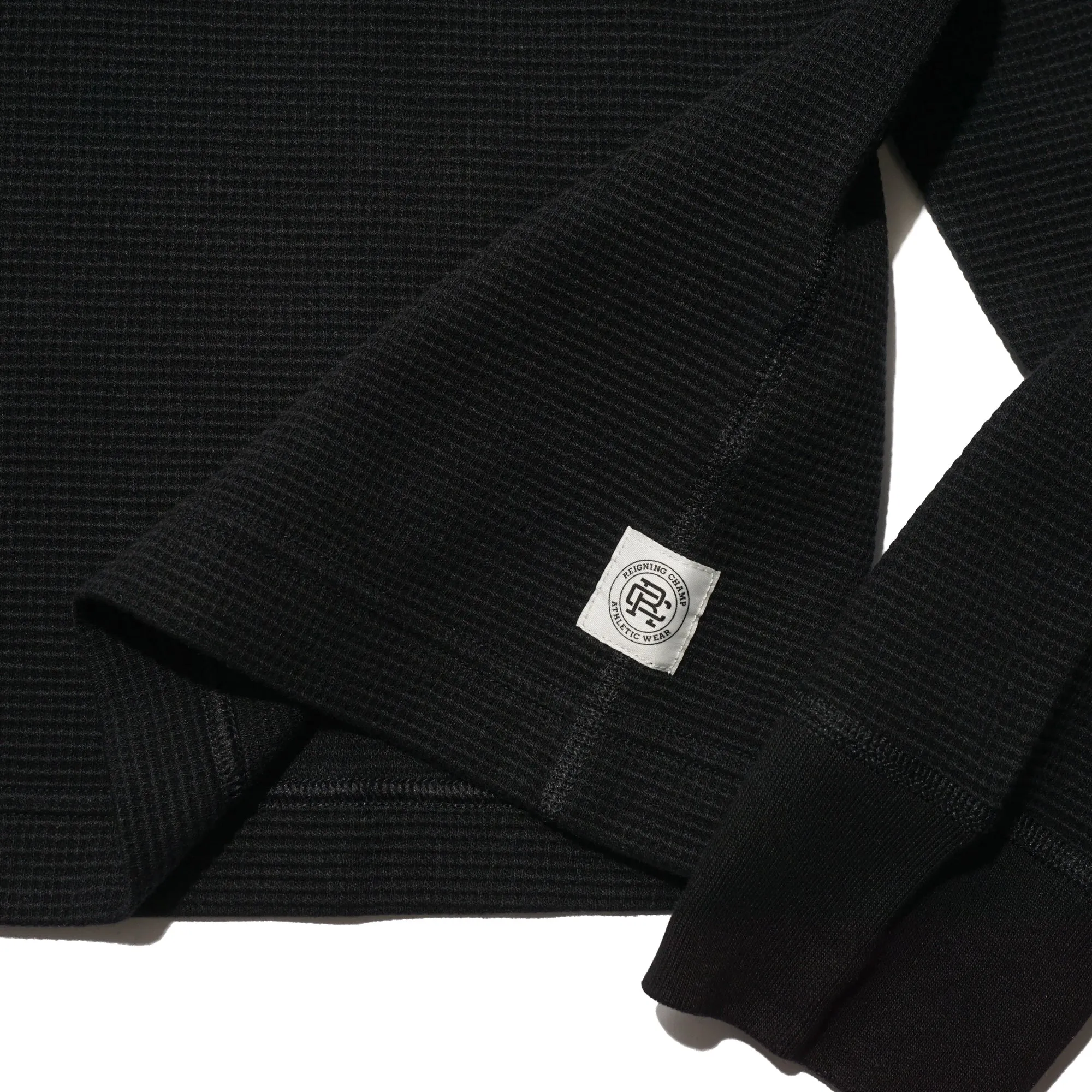 LIGHTWEIGHT WAFFLE LONG SLEEVE "BLACK"