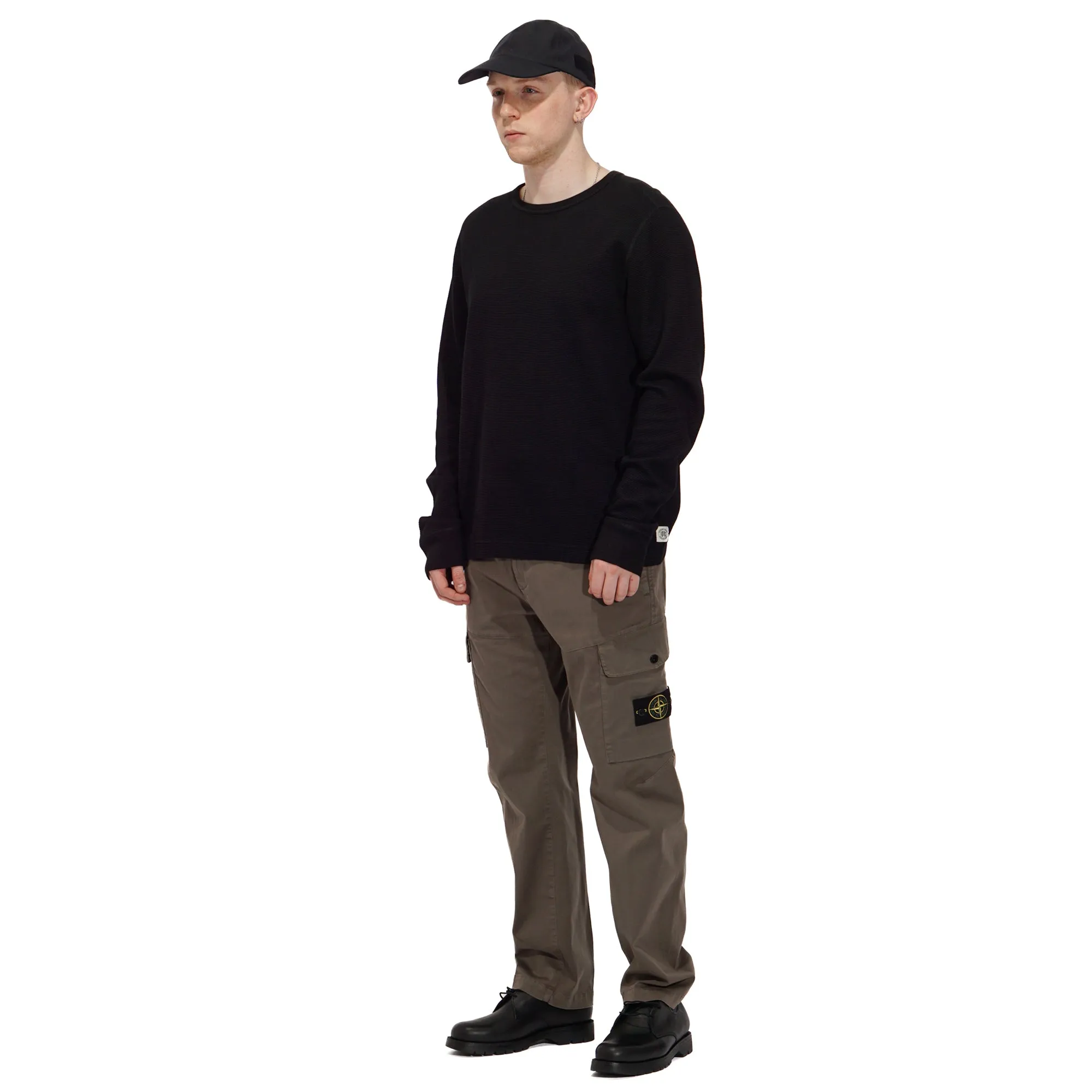 LIGHTWEIGHT WAFFLE LONG SLEEVE "BLACK"