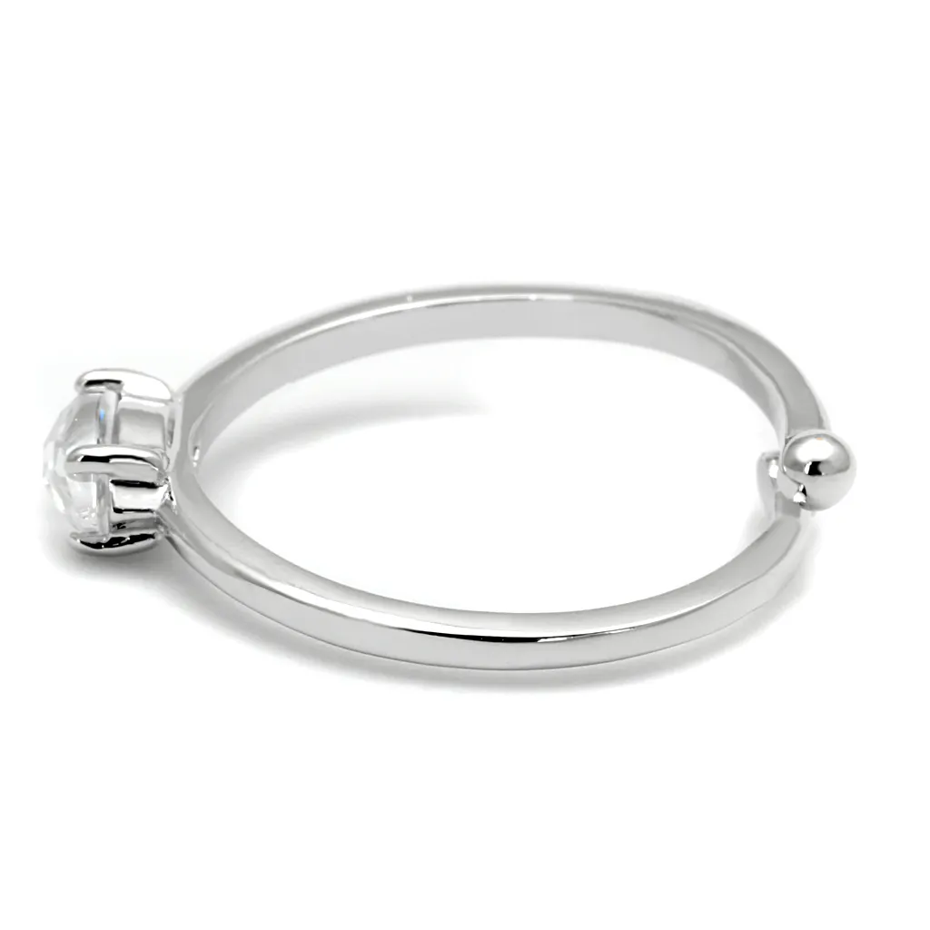 LO4070 - Brass Ring Rhodium Women AAA Grade CZ Clear