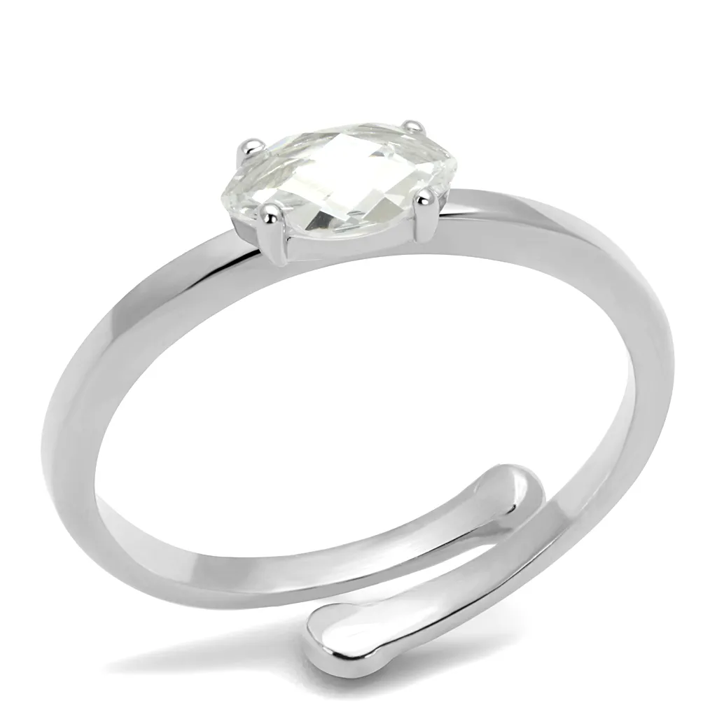 LO4070 - Brass Ring Rhodium Women AAA Grade CZ Clear
