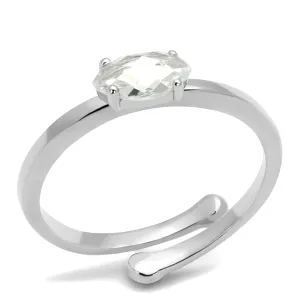 LO4070 - Brass Ring Rhodium Women AAA Grade CZ Clear