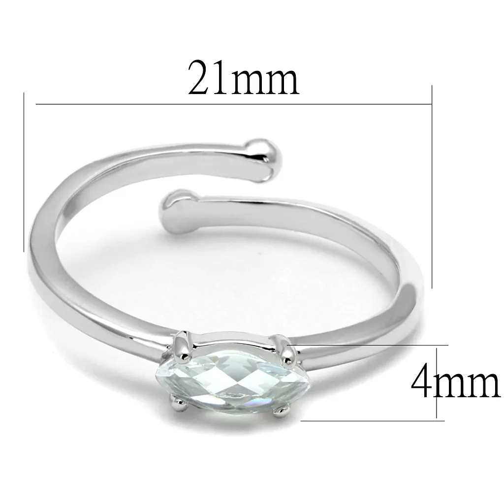 LO4070 - Brass Ring Rhodium Women AAA Grade CZ Clear