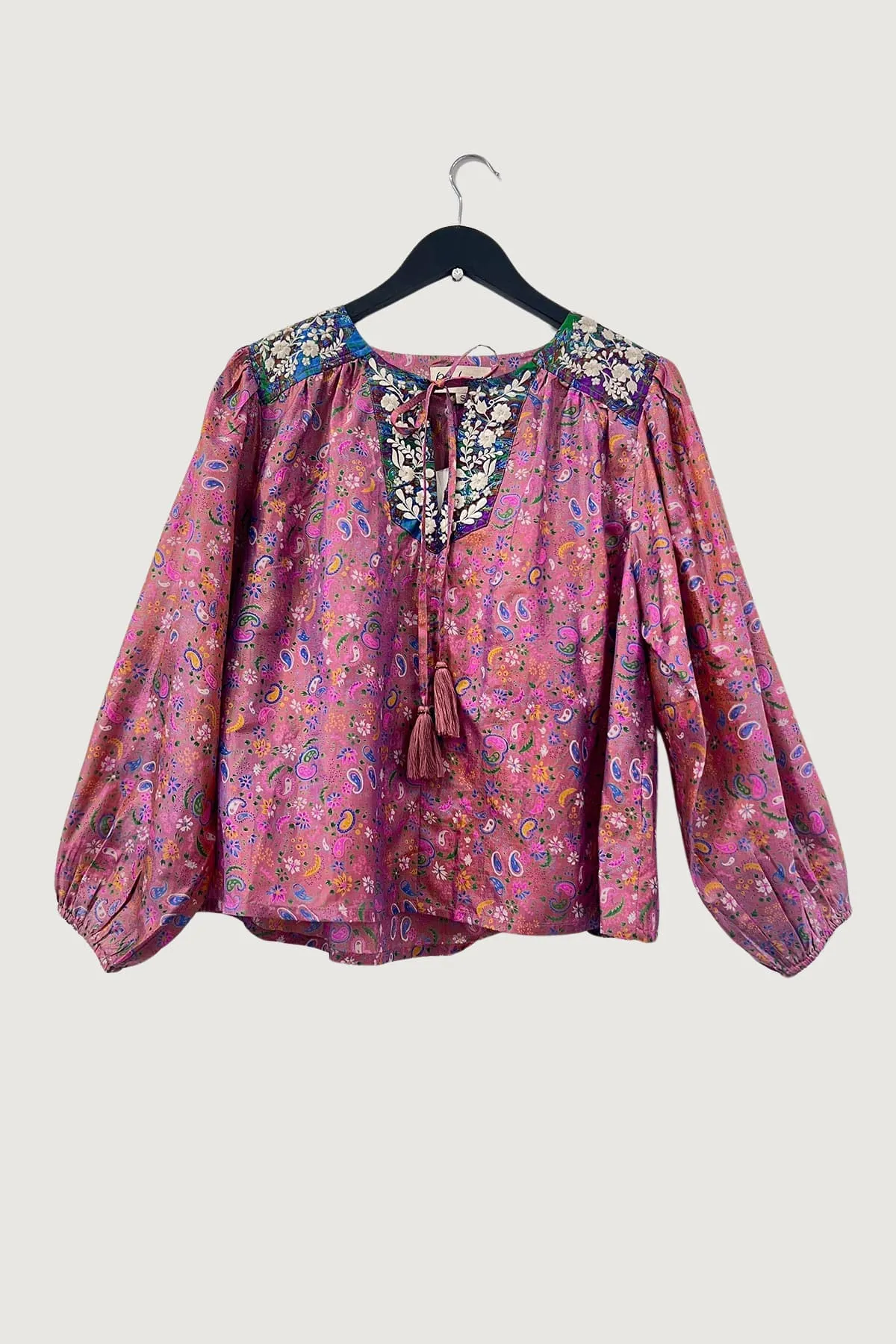 Lolita Embroidered Silk Top | Indian Summer