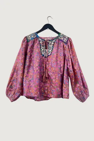 Lolita Embroidered Silk Top | Indian Summer