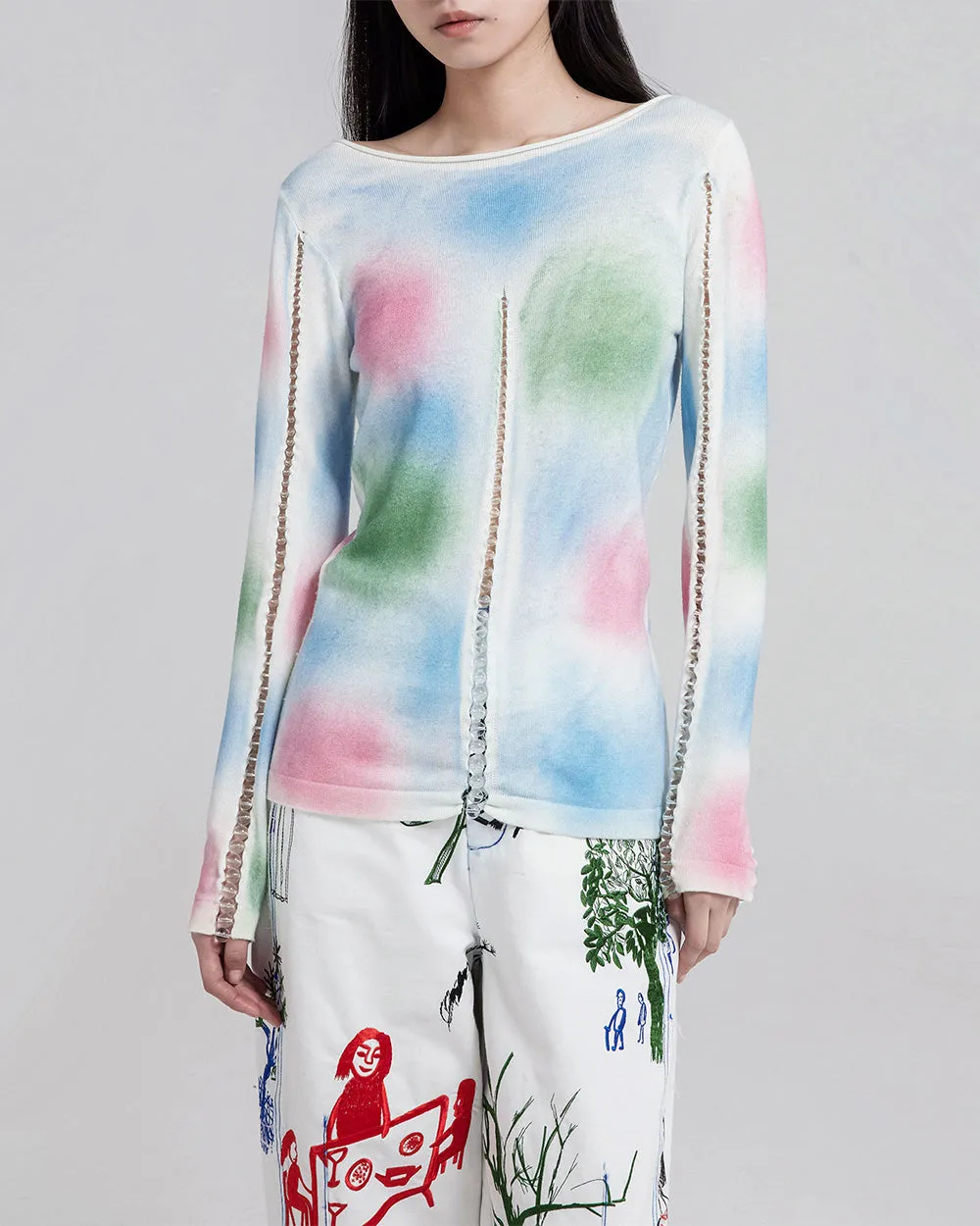 Long Sleeve Bubble Bead Lightweight Knit