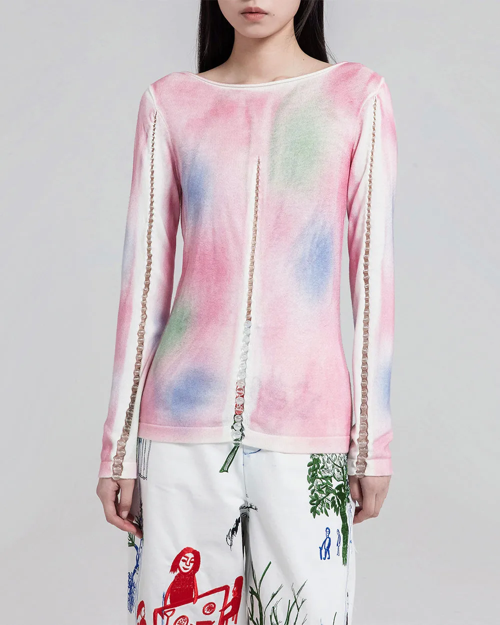 Long Sleeve Bubble Bead Lightweight Knit