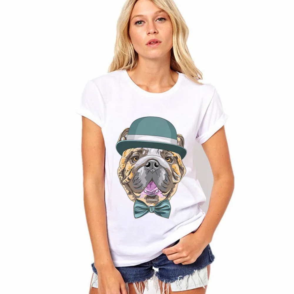 Lovely Cat Pattern Print Short Sleeves Slim T-shirt