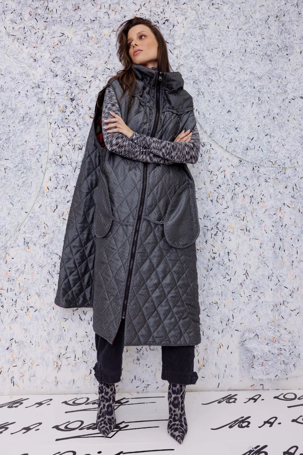 M.A.Dainty Puff Coat Multi Brocade