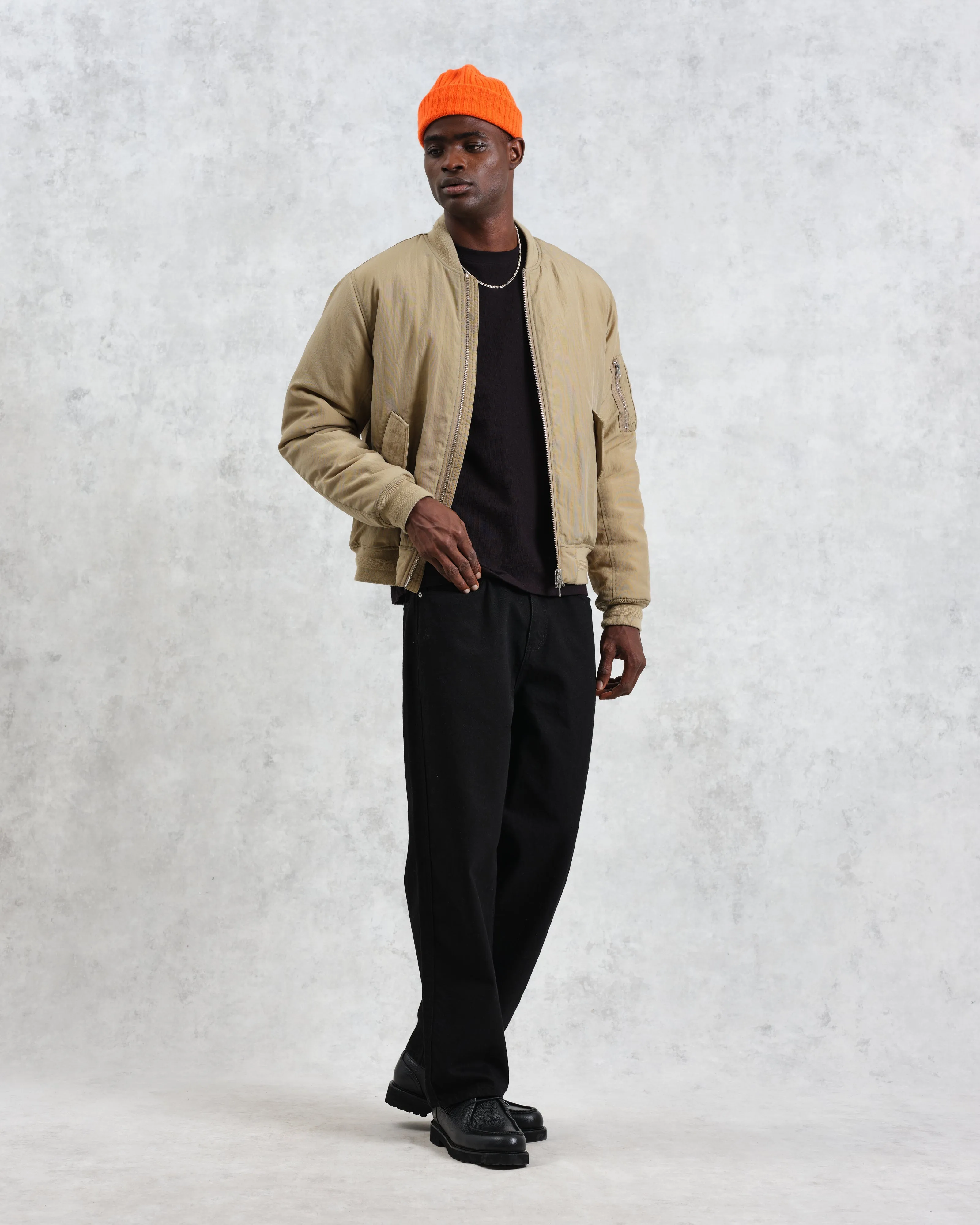 Malvern - Washed Khaki Nylon Bomber Jacket