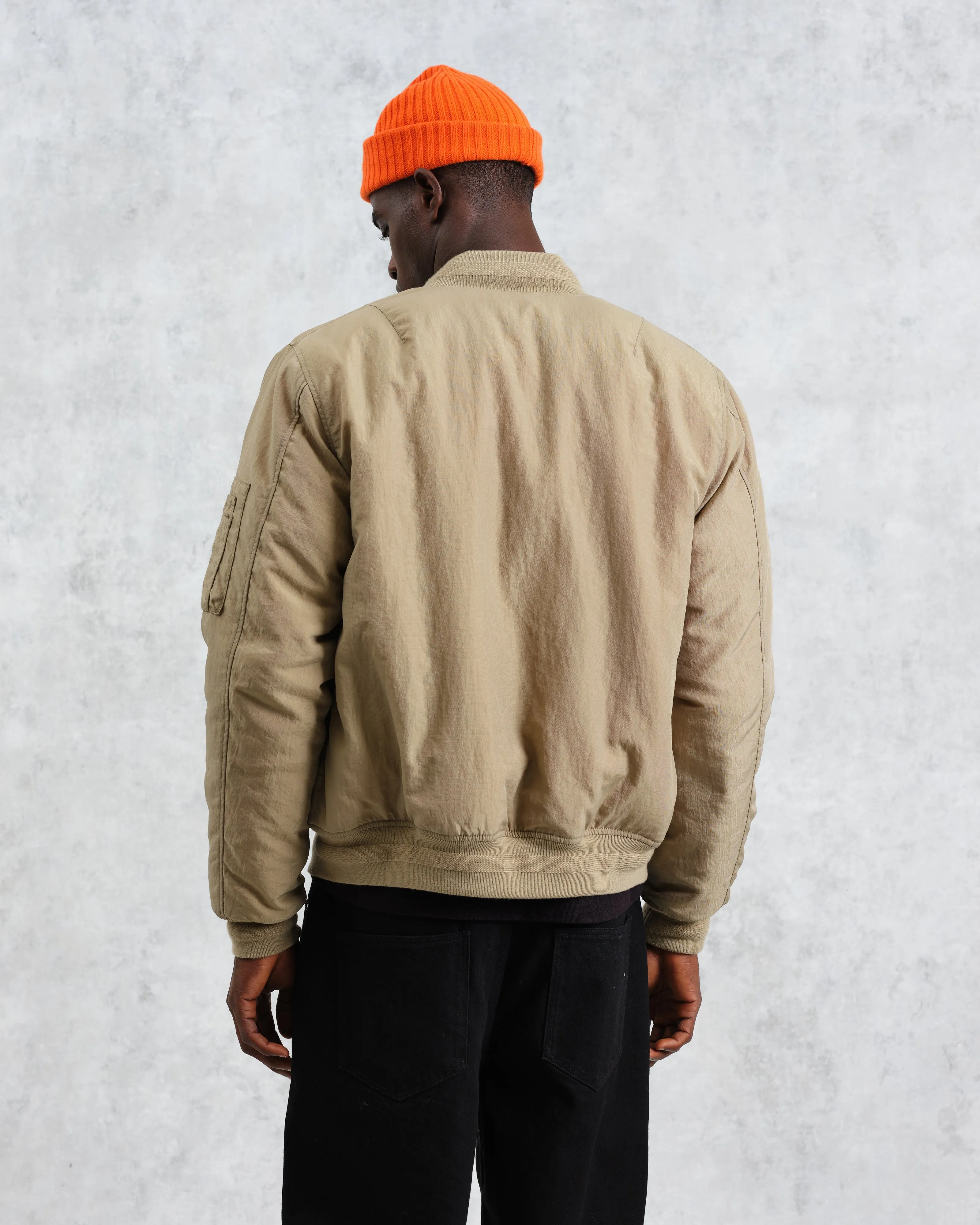 Malvern - Washed Khaki Nylon Bomber Jacket