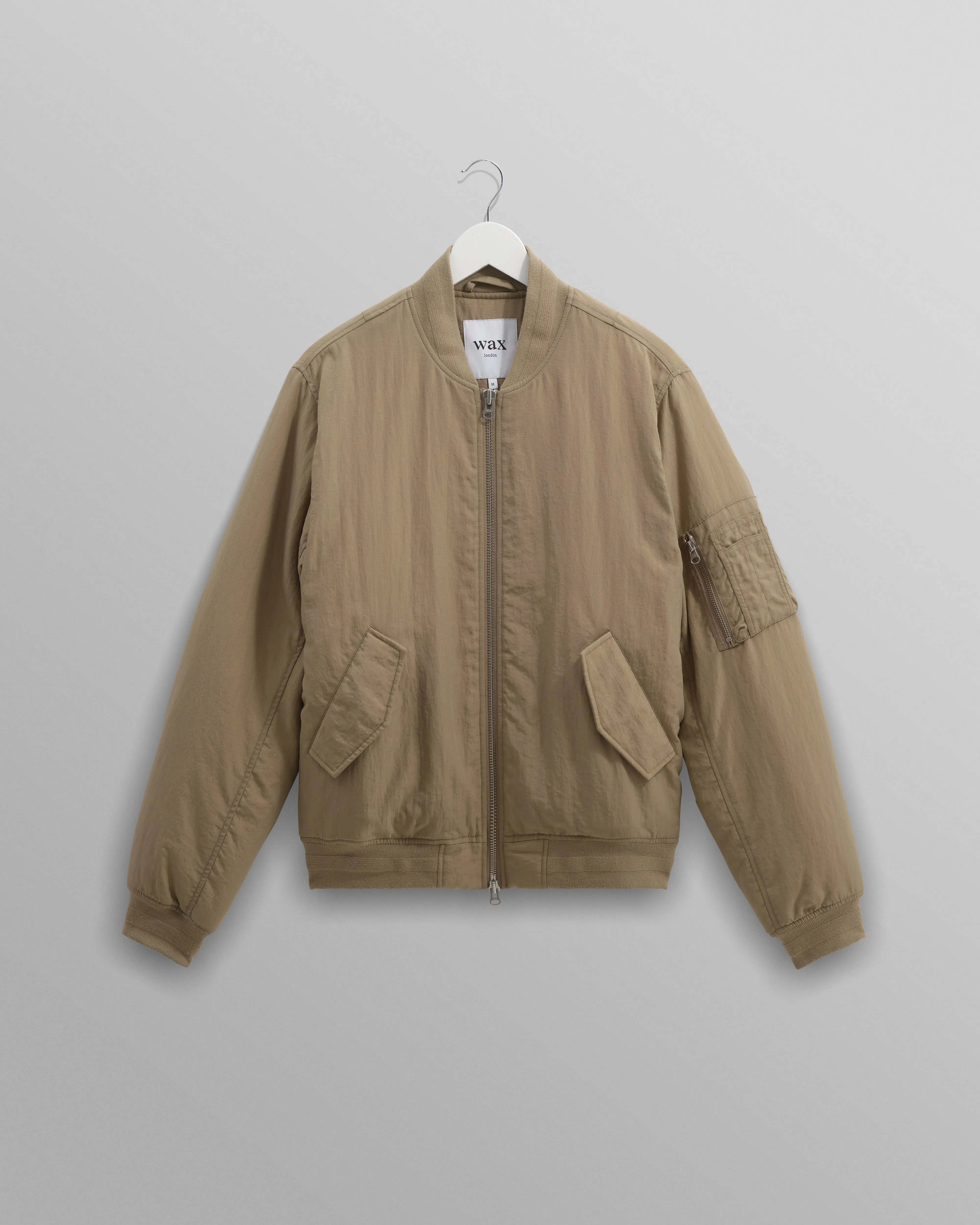 Malvern - Washed Khaki Nylon Bomber Jacket