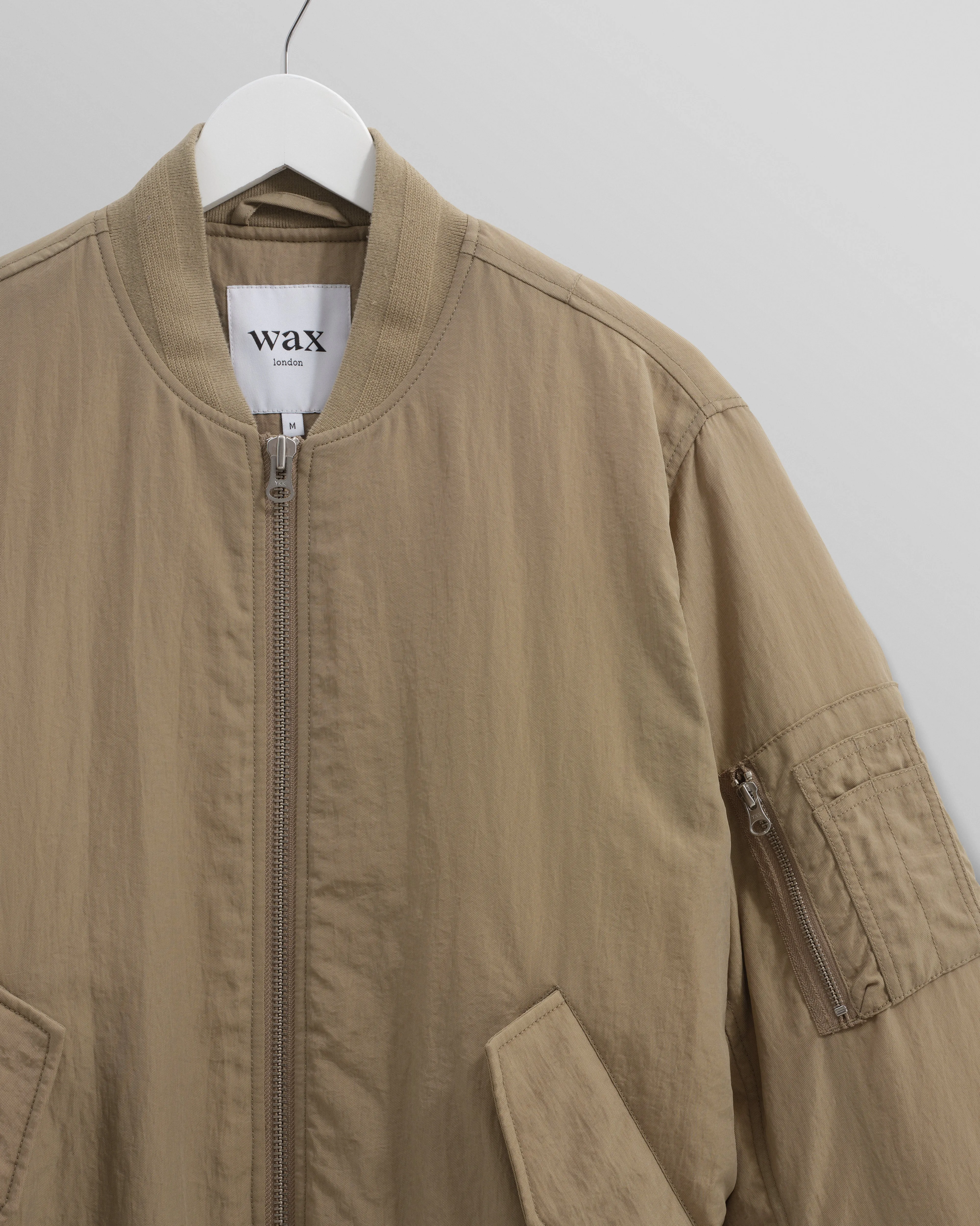 Malvern - Washed Khaki Nylon Bomber Jacket