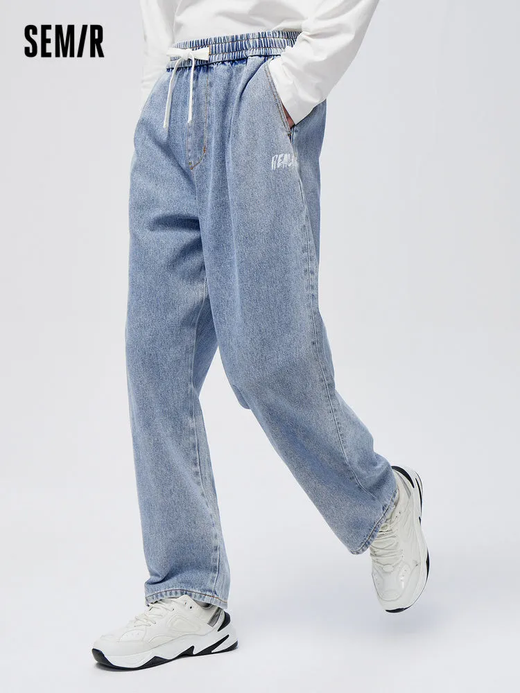 Men's Eco-Friendly Lyocell Denim Monogram Loose Straight Pants