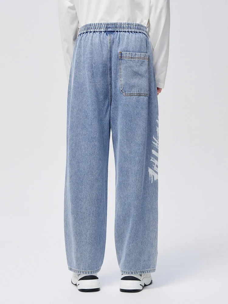 Men's Eco-Friendly Lyocell Denim Monogram Loose Straight Pants