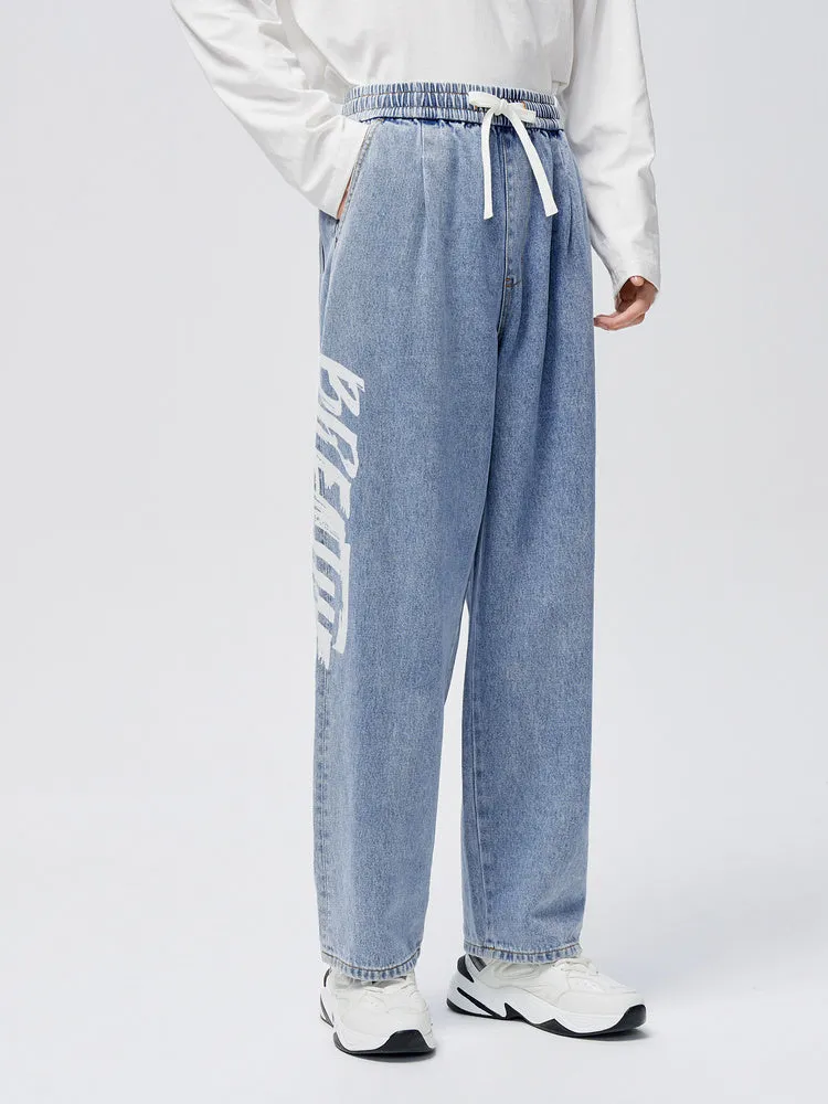 Men's Eco-Friendly Lyocell Denim Monogram Loose Straight Pants