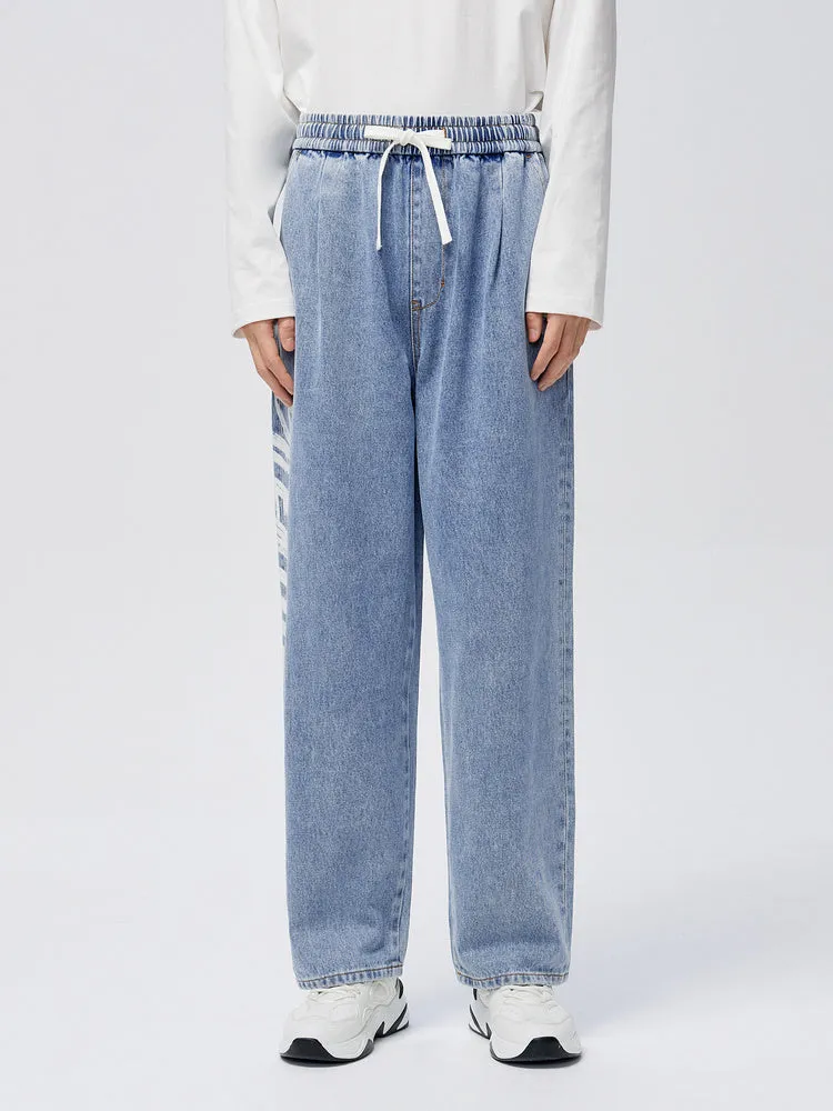 Men's Eco-Friendly Lyocell Denim Monogram Loose Straight Pants
