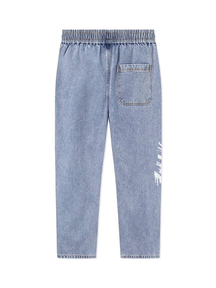 Men's Eco-Friendly Lyocell Denim Monogram Loose Straight Pants
