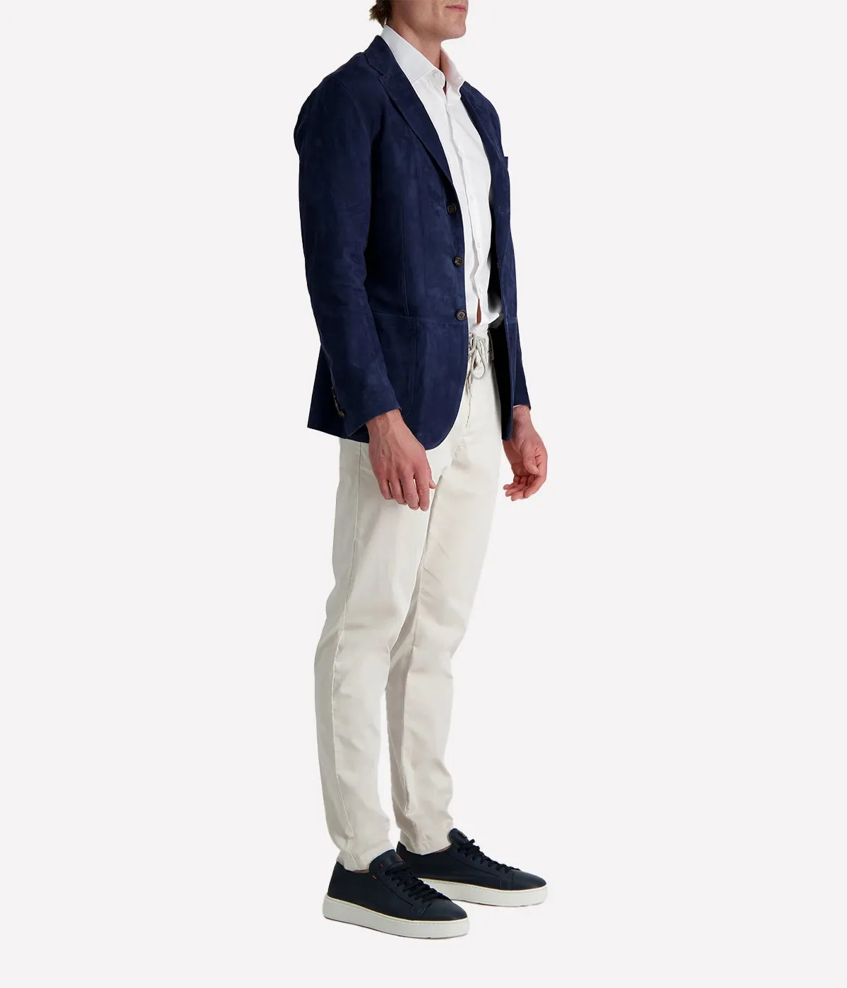 Mens Leather Blazer in Blu