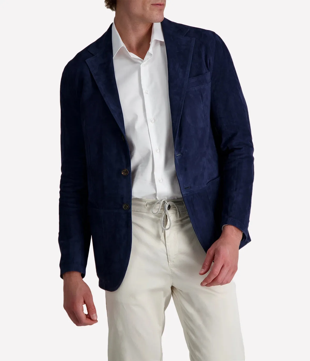 Mens Leather Blazer in Blu
