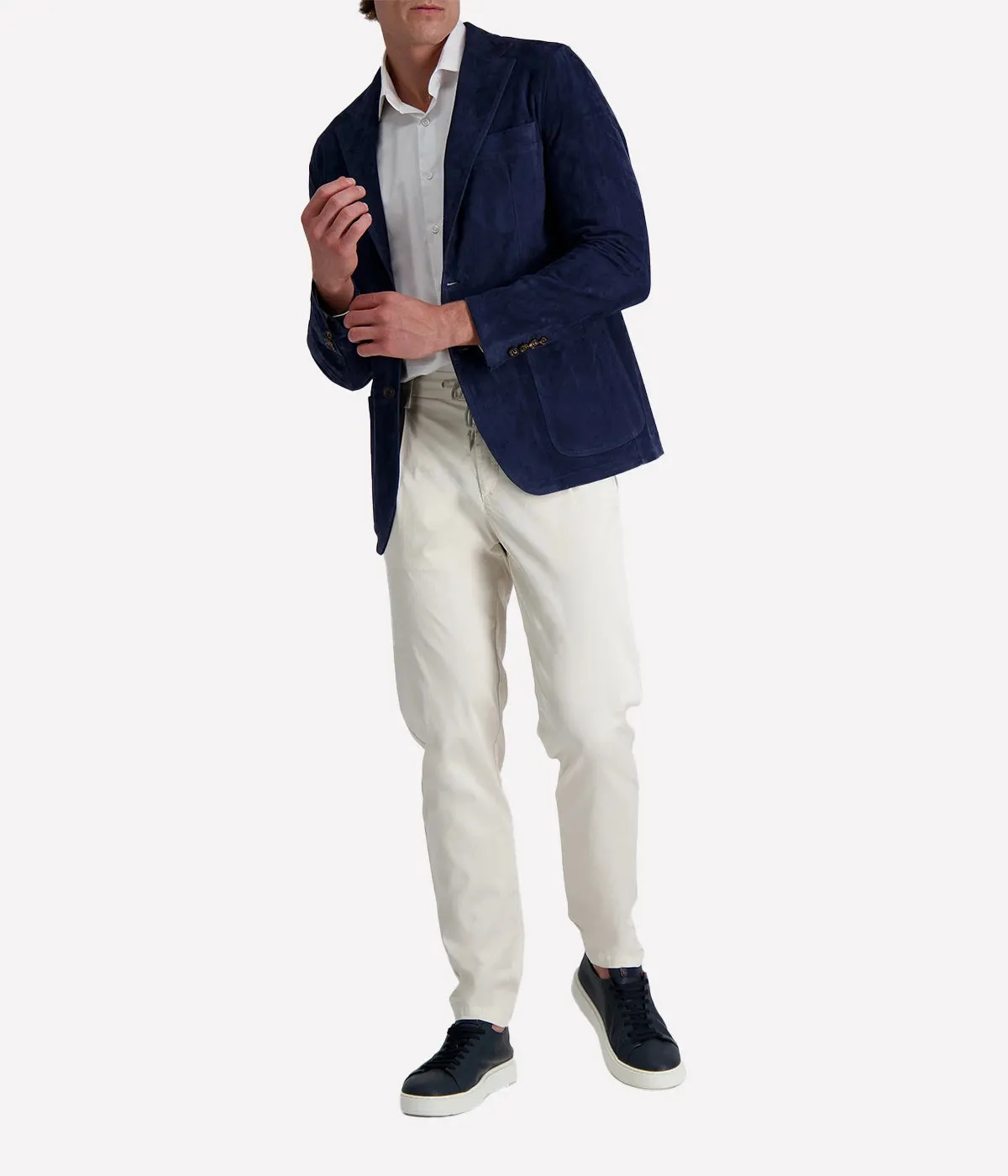 Mens Leather Blazer in Blu