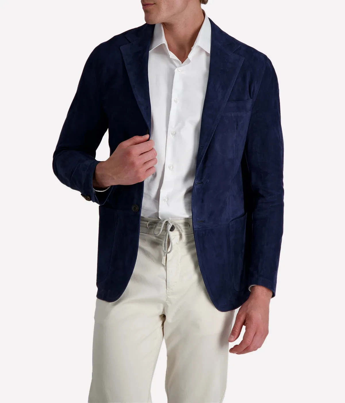 Mens Leather Blazer in Blu