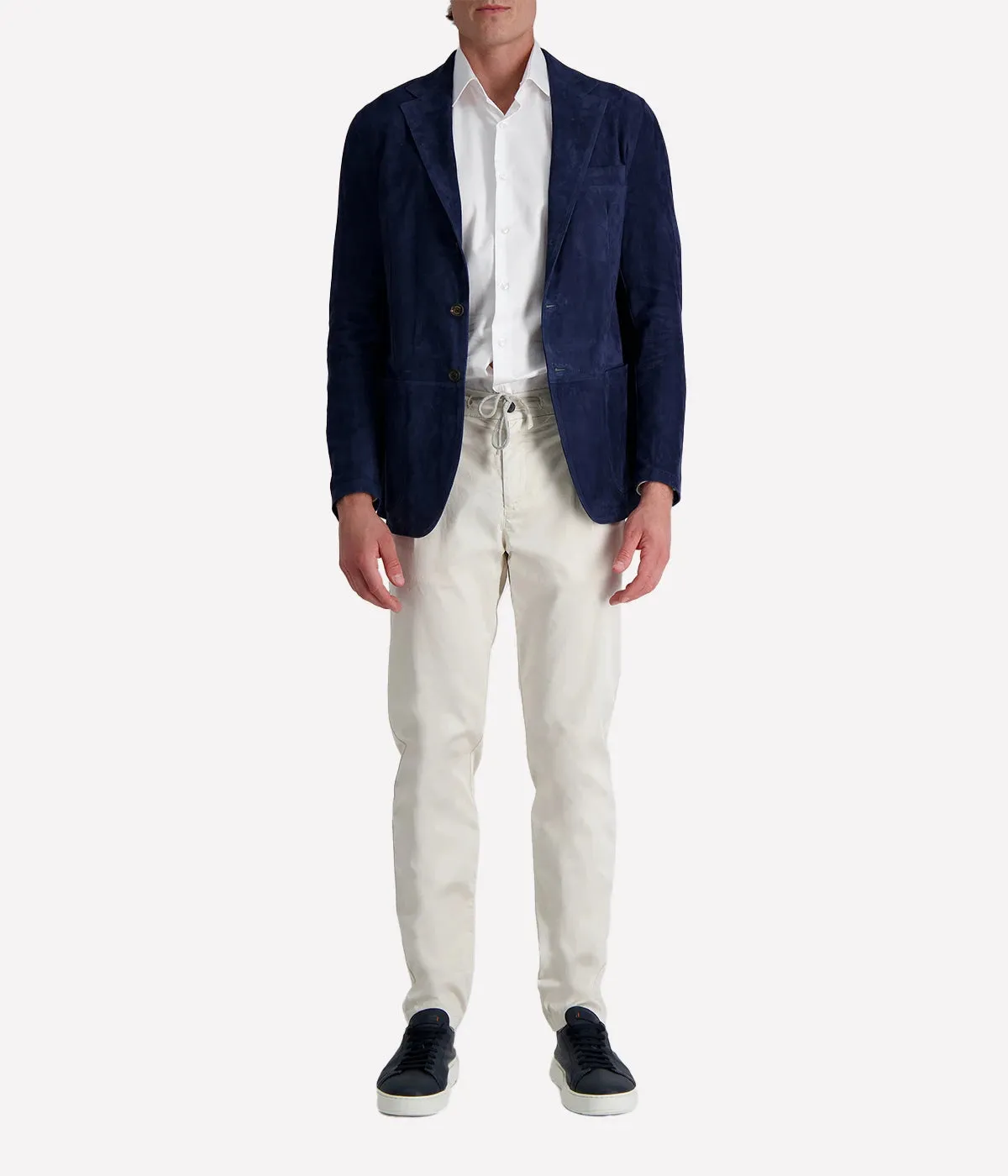 Mens Leather Blazer in Blu