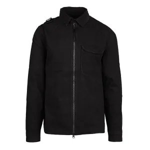 Mens MA.STRUM Jet Black Zip Front Overshirt