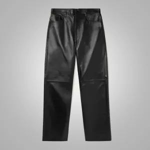 Mens Real Black Sheep Skin Fashion Leather Jeans Pant