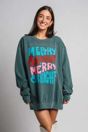 Merry & Bright repeater oversized sweatshirt blue spruce