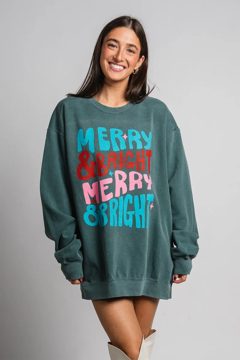 Merry & Bright repeater oversized sweatshirt blue spruce