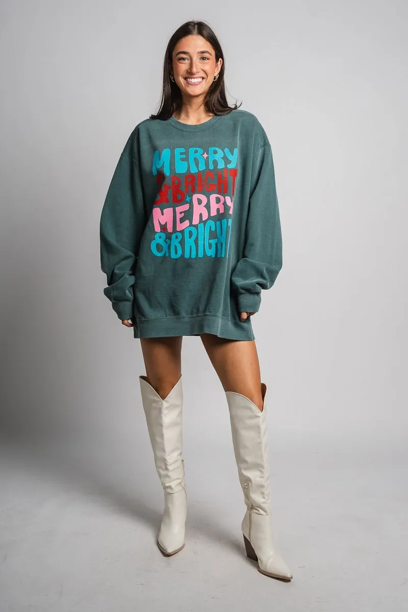 Merry & Bright repeater oversized sweatshirt blue spruce
