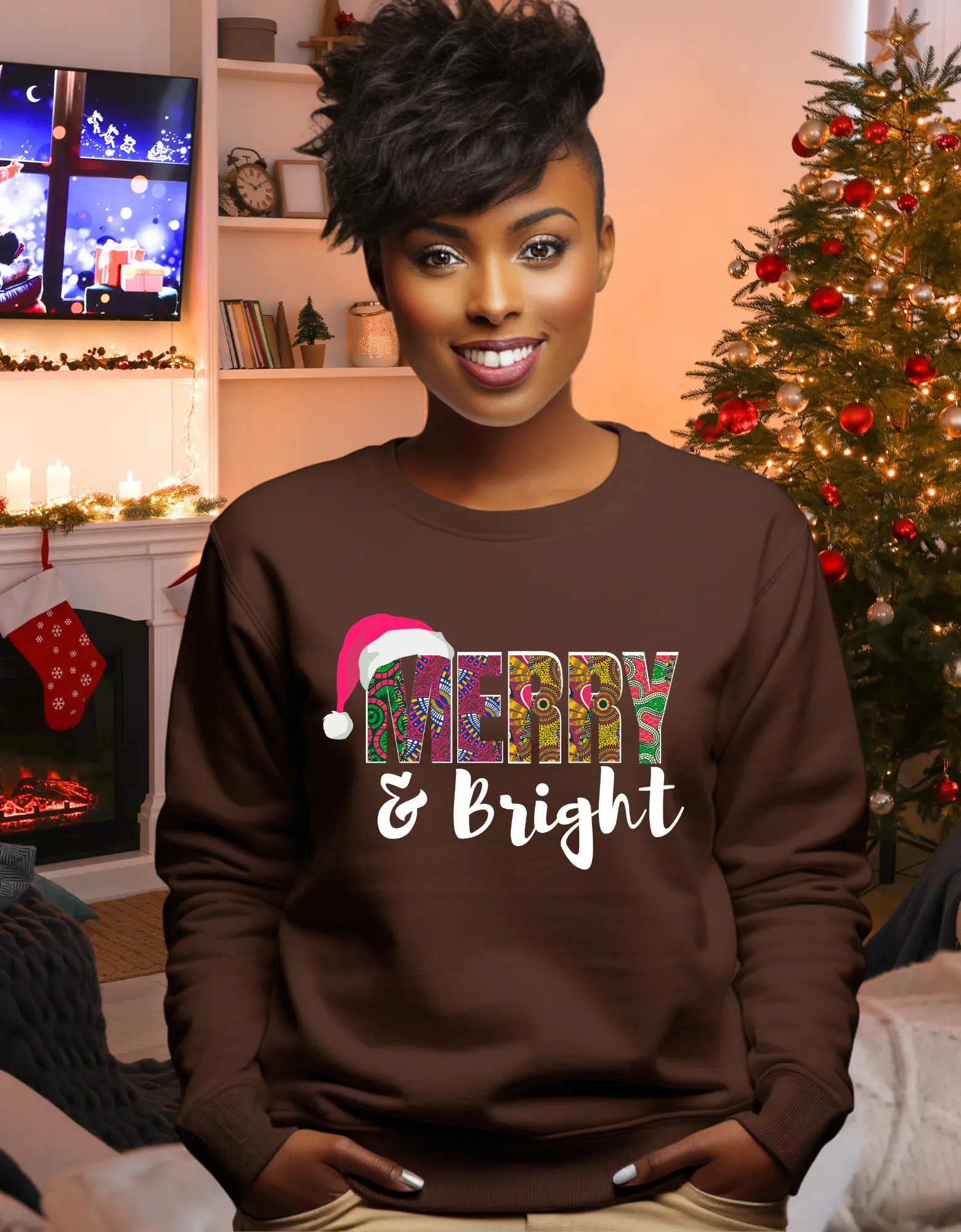 Merry and Bright African Print Sweatshirt