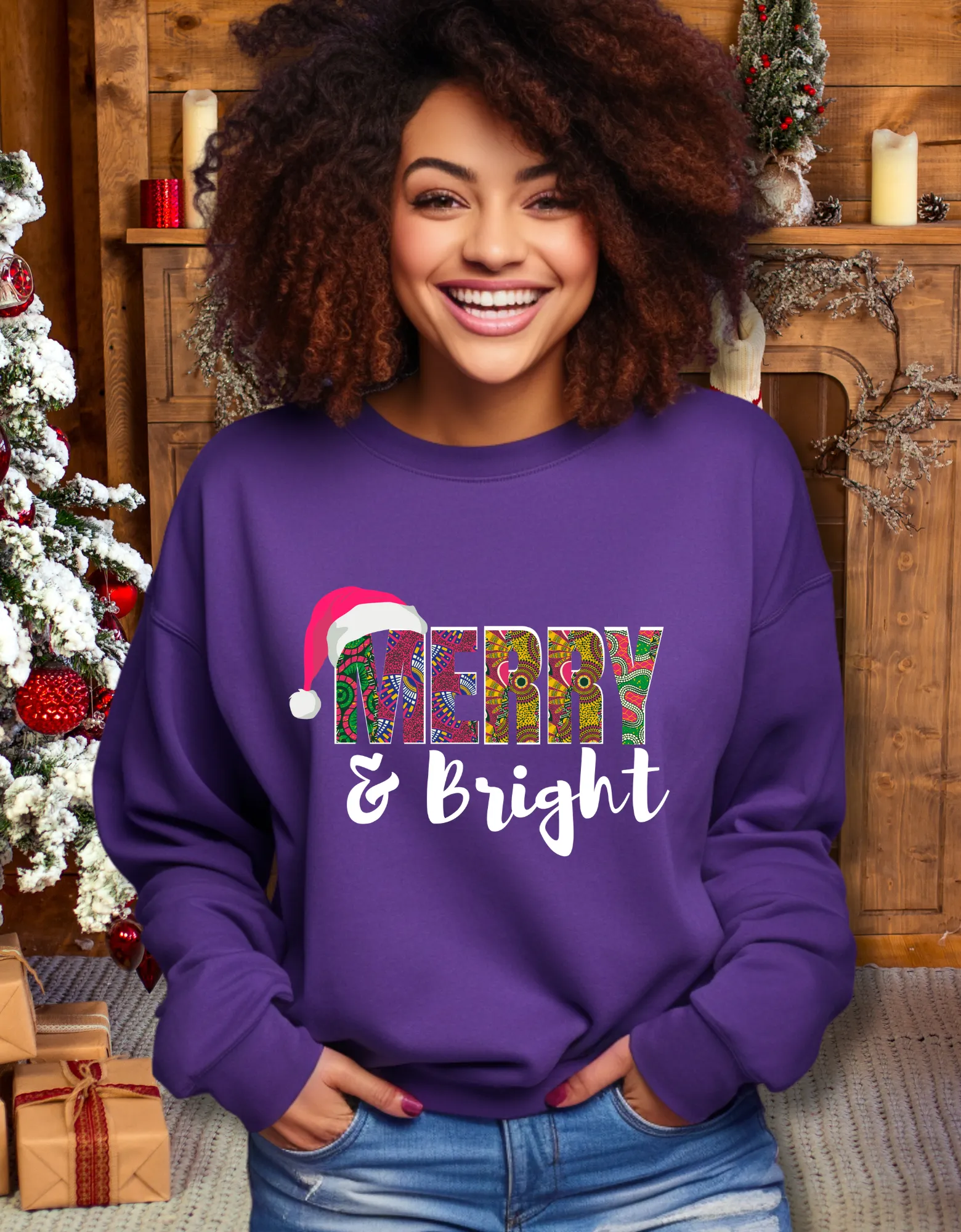 Merry and Bright African Print Sweatshirt