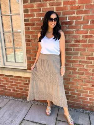 Mocha Lace Block Panel Skirt