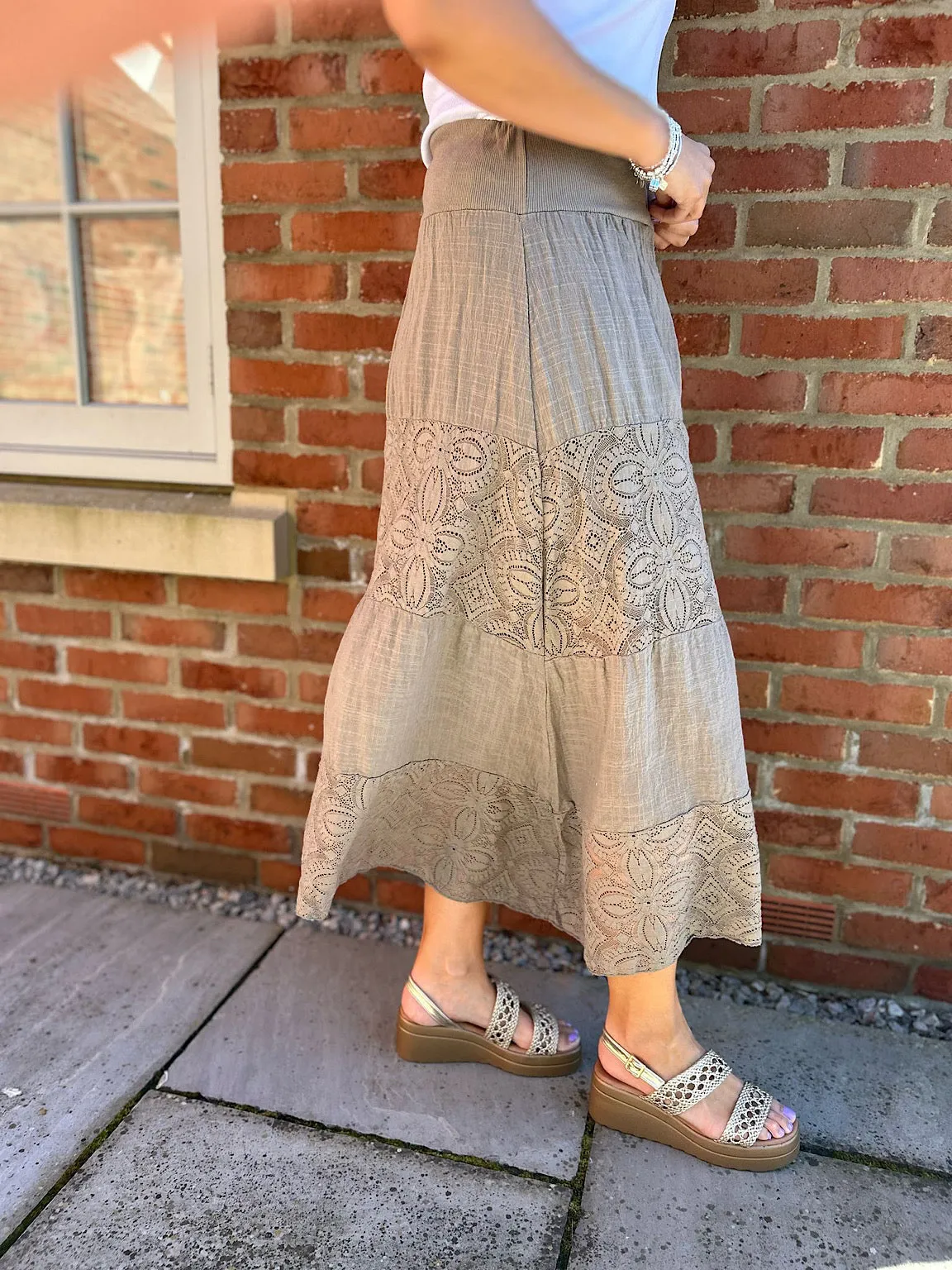 Mocha Lace Block Panel Skirt