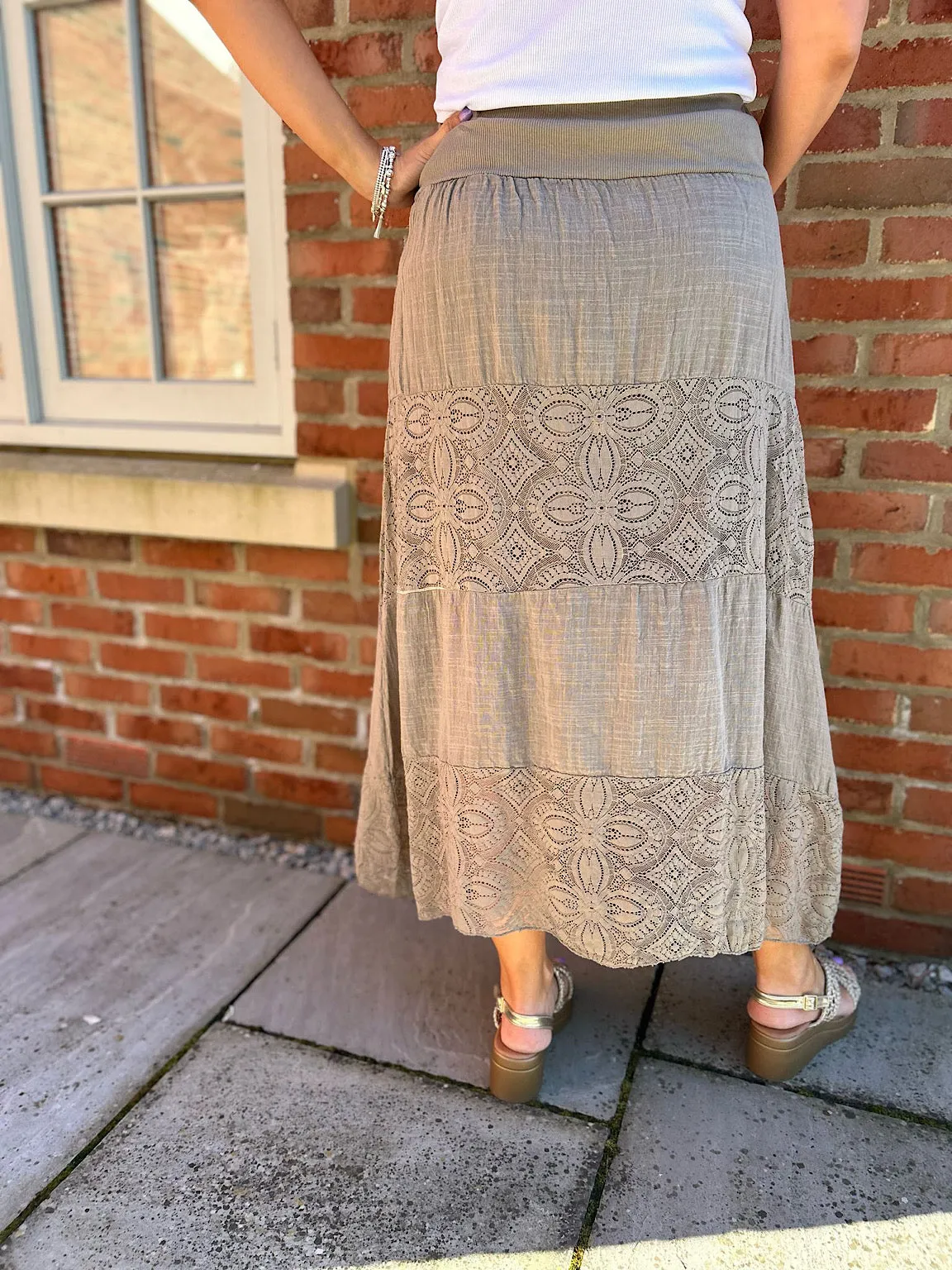 Mocha Lace Block Panel Skirt