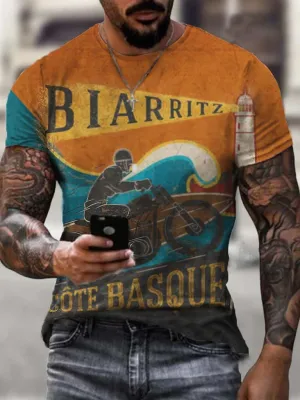 Motorcycle Vintage Short Sleeve Casual T-Shirt