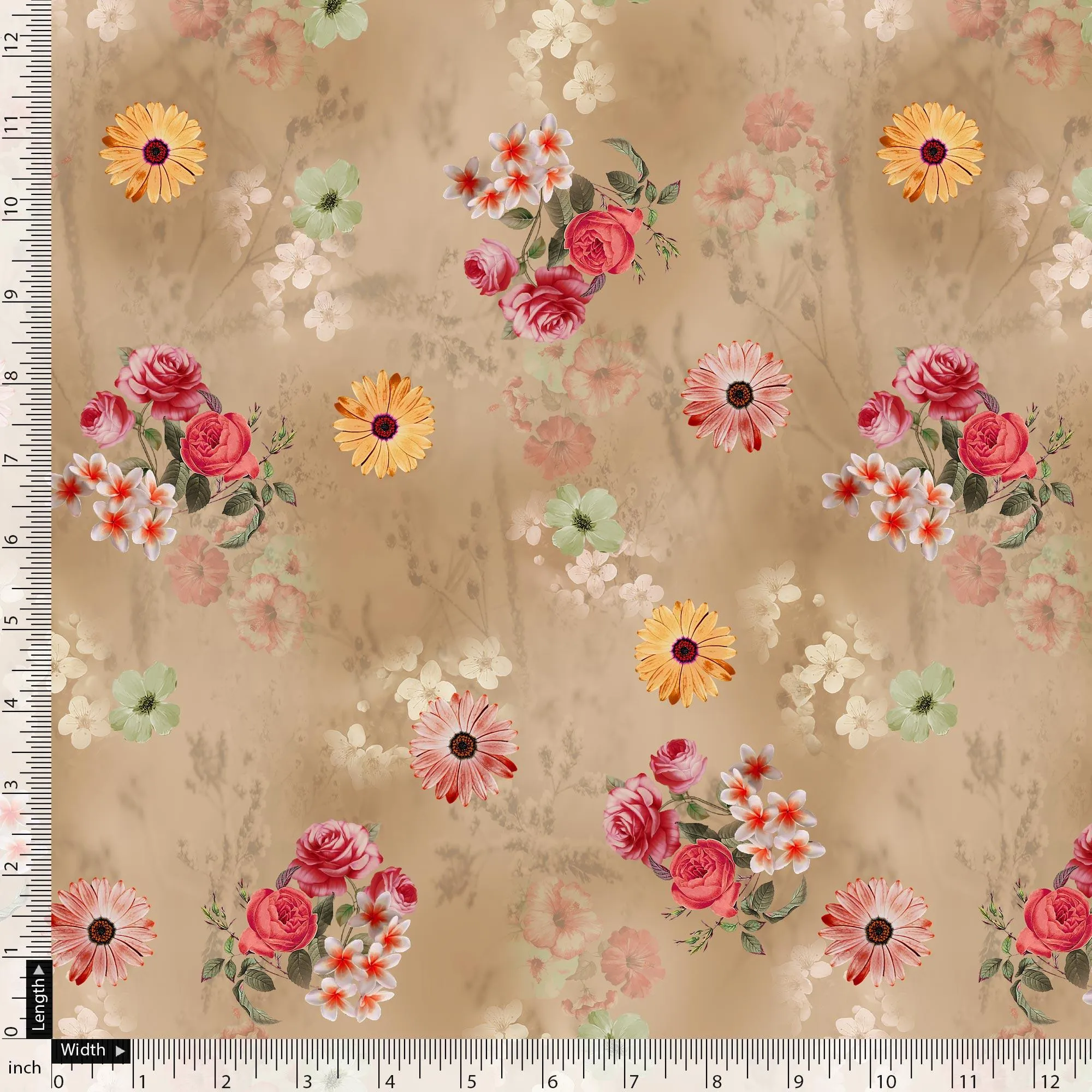 Multitype Of Flower Sunflower And Roses Digital Printed Fabric - Weightless