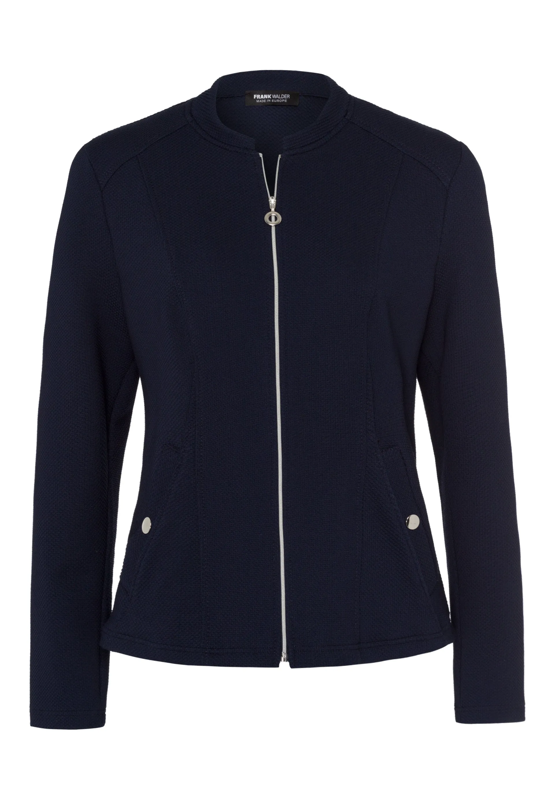 Navy Textured Zip-Up Jacket
