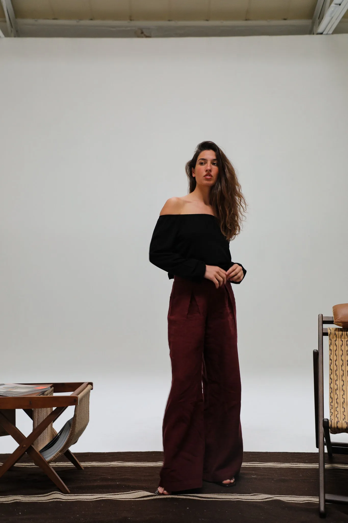 Off-Shoulder Tencel Blouse Black
