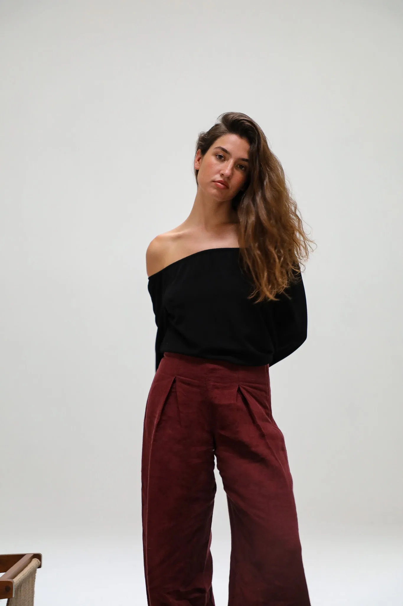 Off-Shoulder Tencel Blouse Black