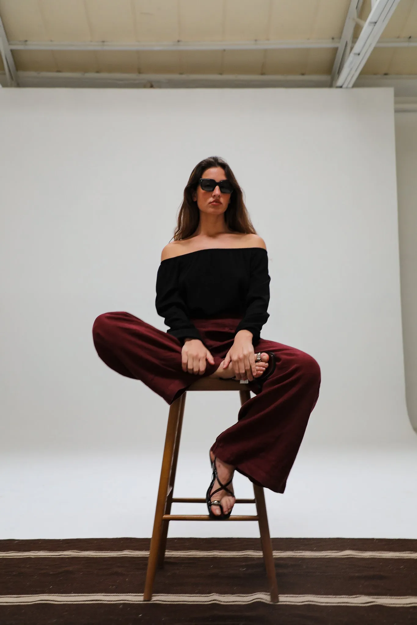 Off-Shoulder Tencel Blouse Black