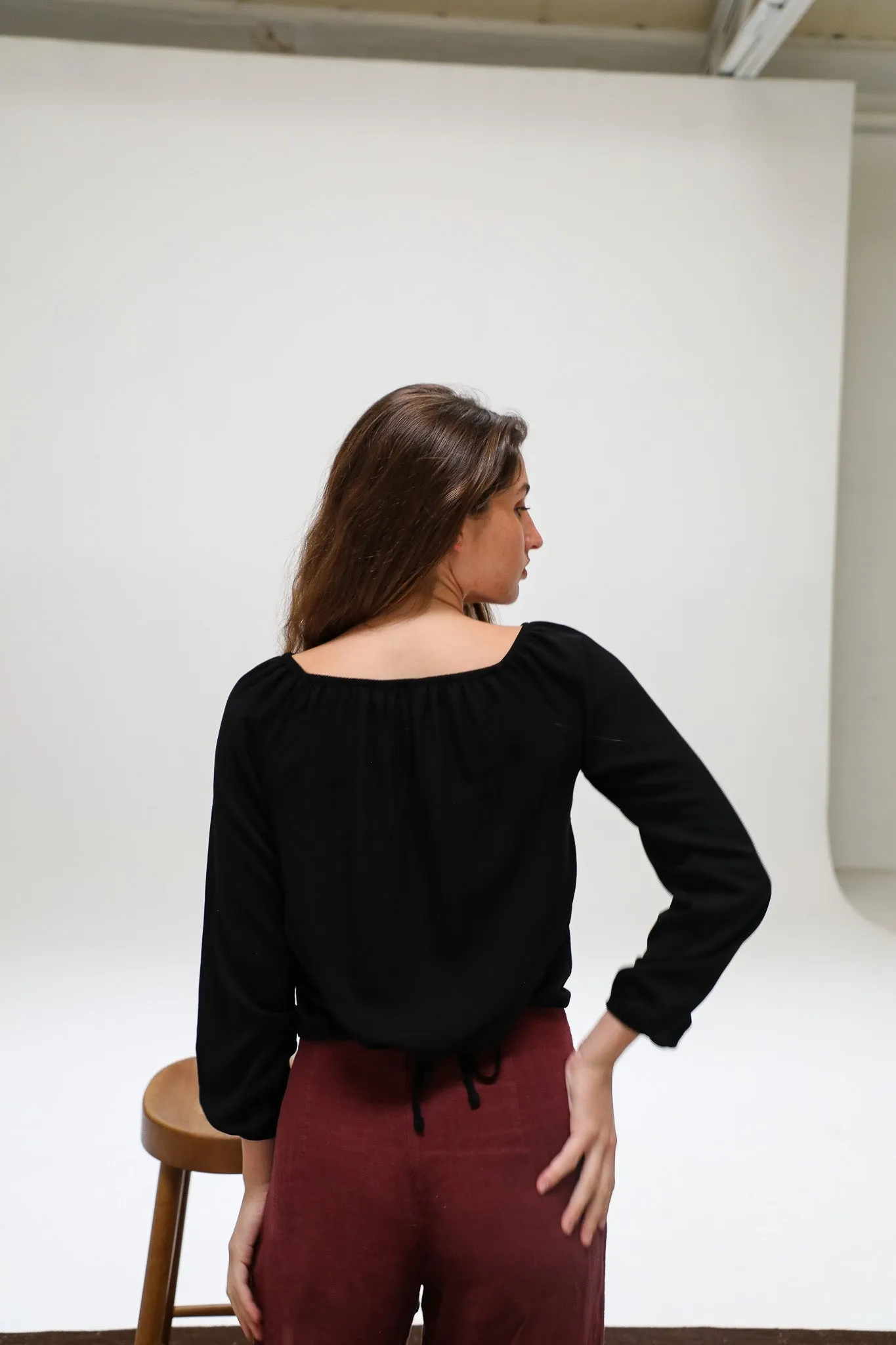 Off-Shoulder Tencel Blouse Black
