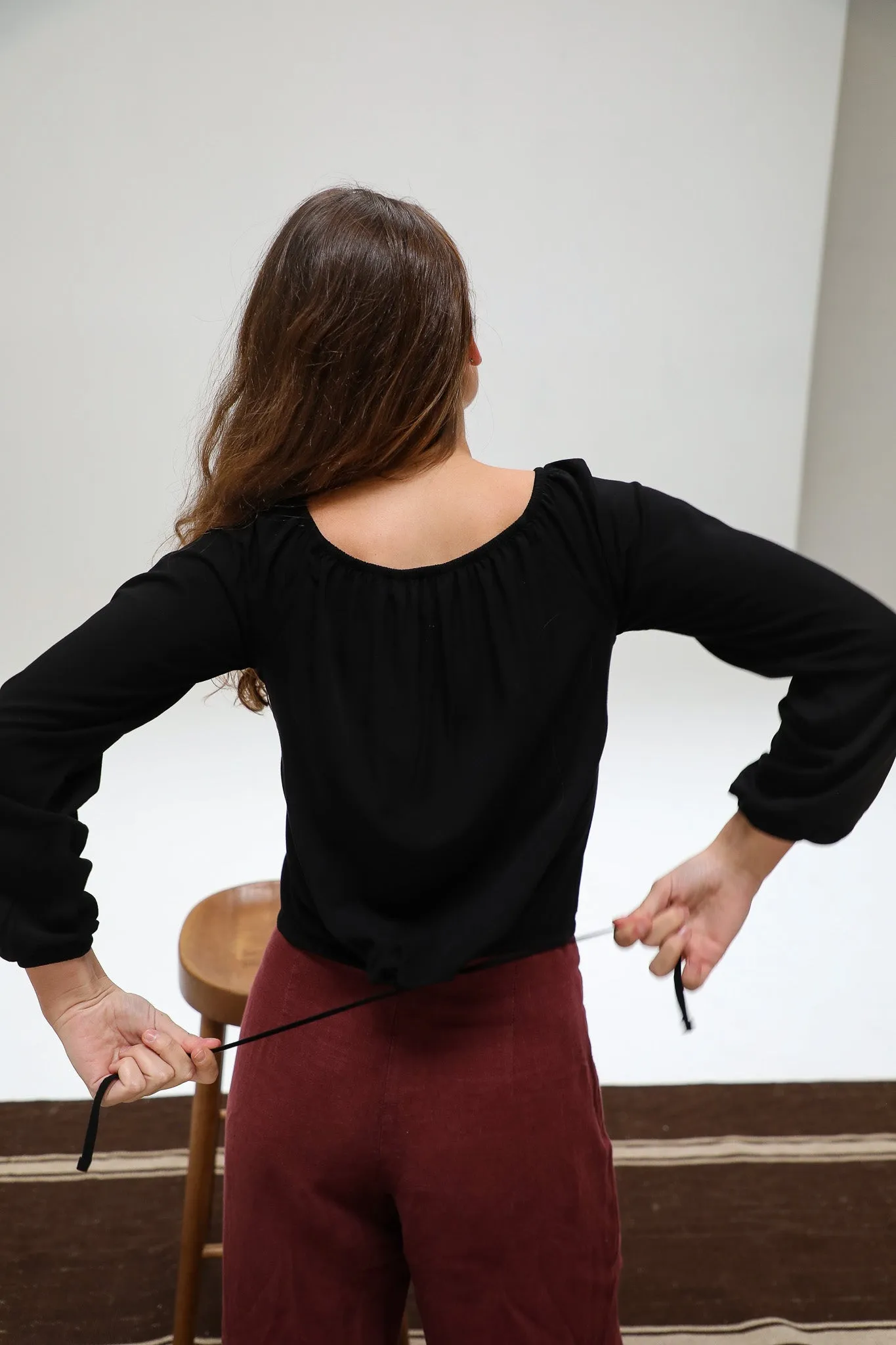 Off-Shoulder Tencel Blouse Black