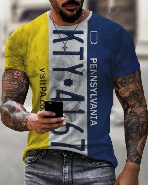 Pennsylvania License Plate Print Casual T-Shirt