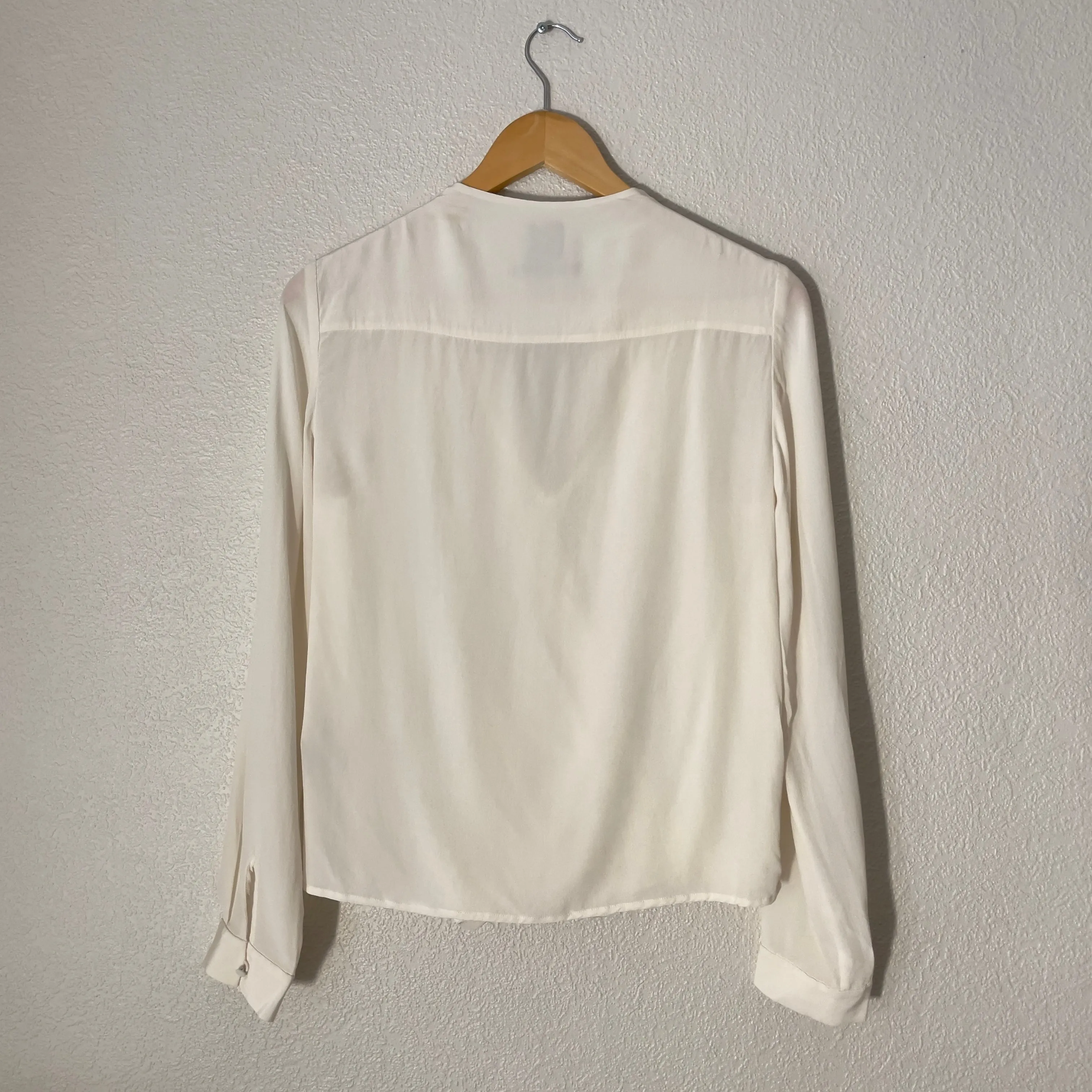 Pleated Off-White Silk Blouse