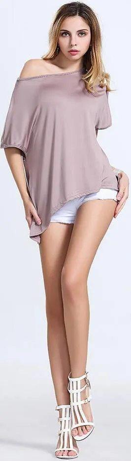 Plus Size Pure Color Irregular T-Shirt