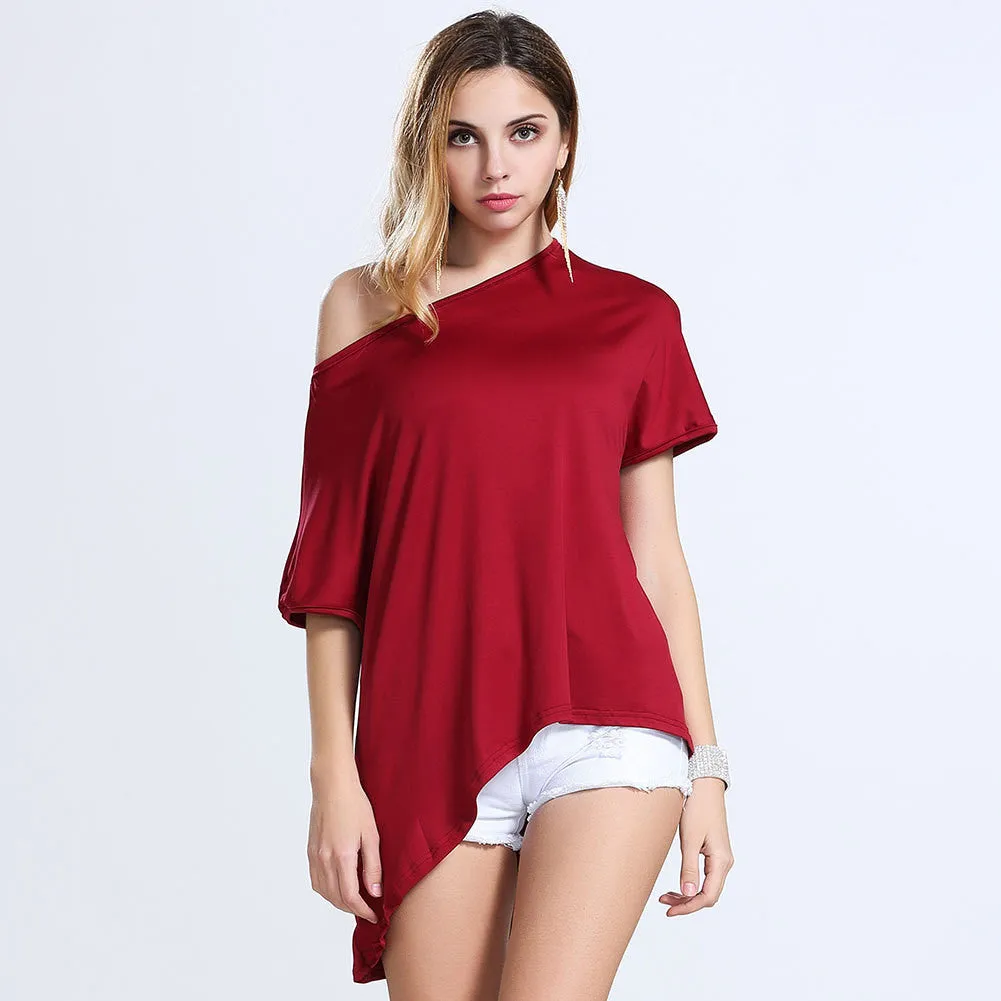 Plus Size Pure Color Irregular T-Shirt