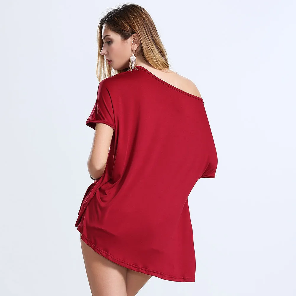 Plus Size Pure Color Irregular T-Shirt